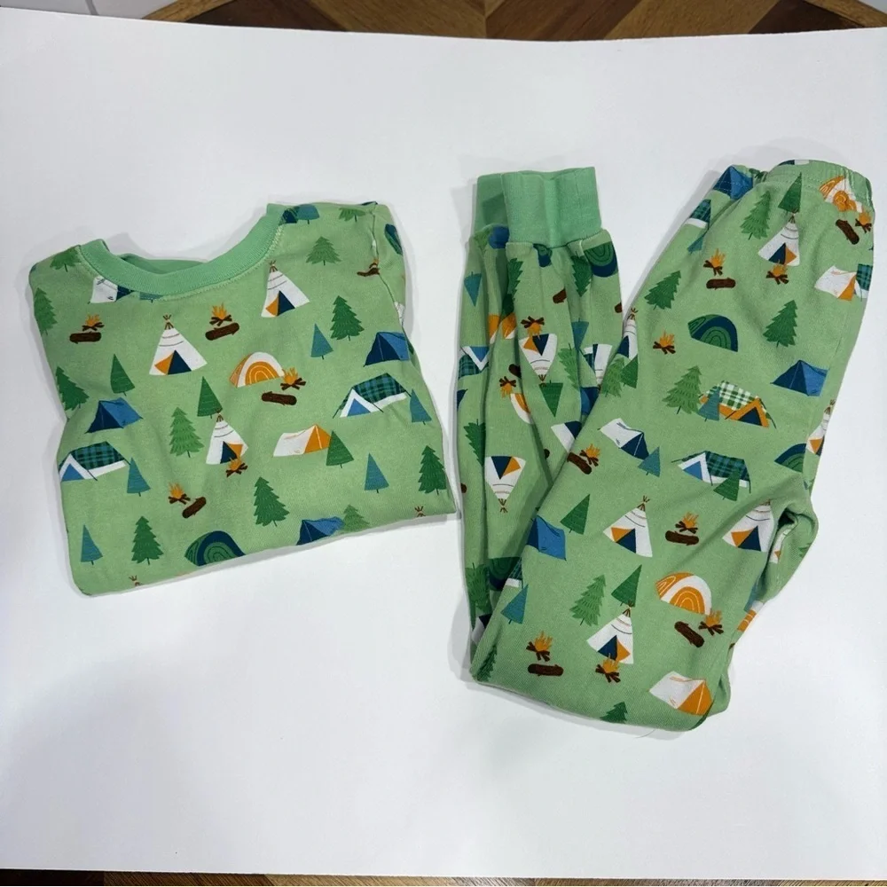 Janie and Jack Green Camping Print Pajama Set